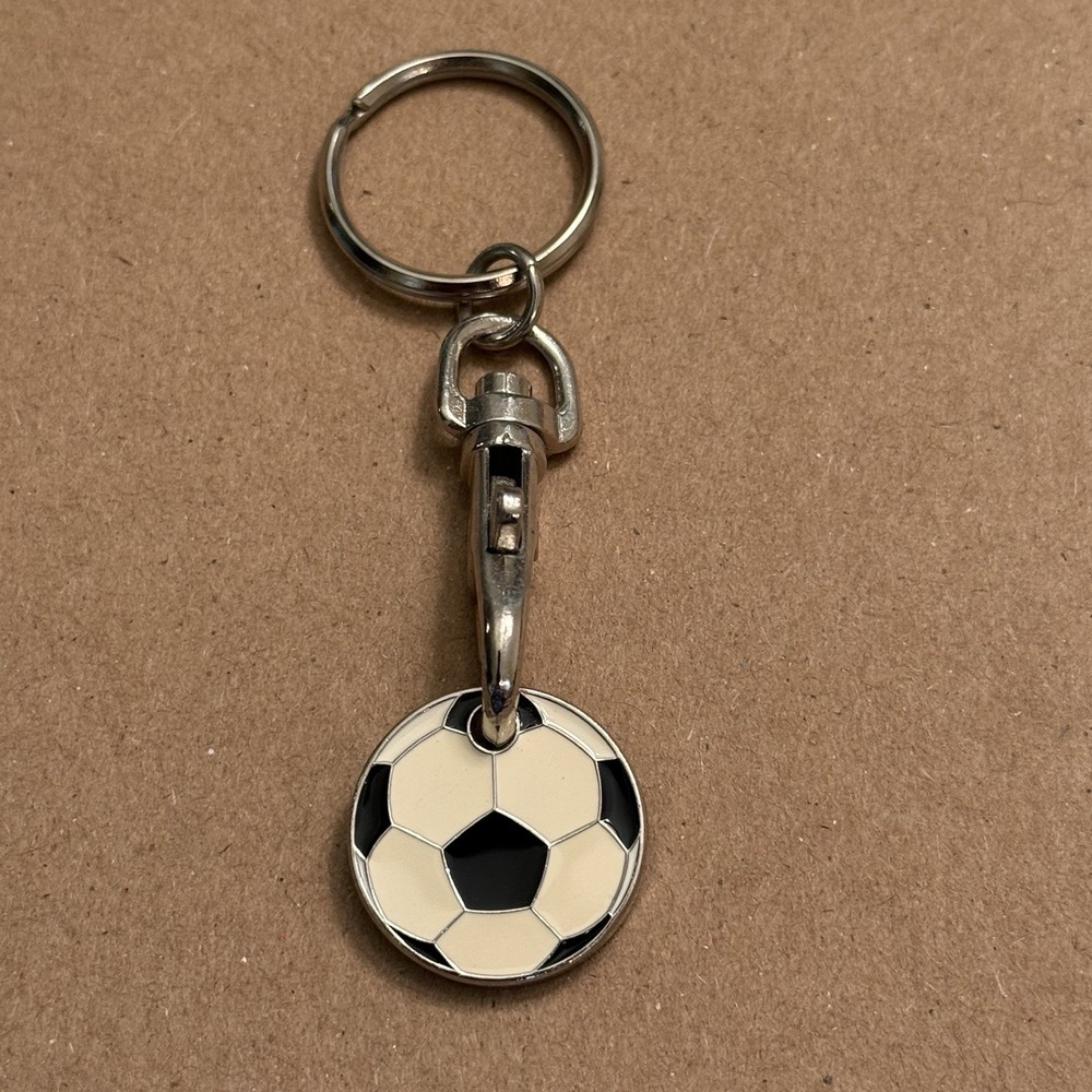 Black White Enamel Soccer Ball Charm Lobster Clasp Keychain
